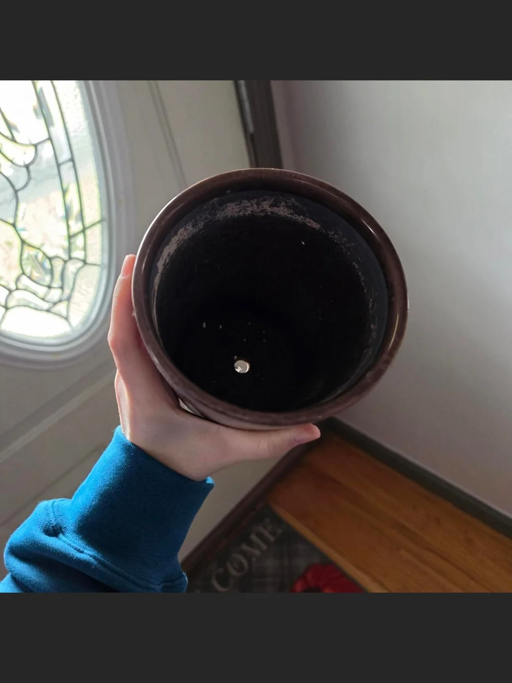 Vintage Textured Plum Purple Ceramic Cylinder Planter Pot Drainage Hole
